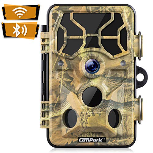 Campark 【2020 Upgrade】 Cámara de Caza WiFi Bluetooth 20MP 1296P Trail Game Cámara con visión Nocturna activada por Movimiento, al Aire Libre Impermeable IP66