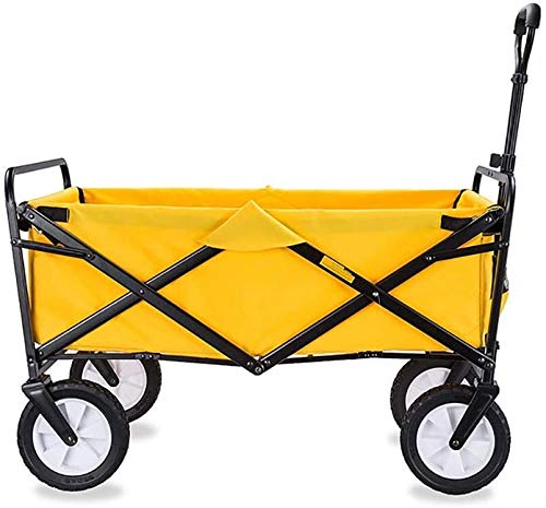 Carrito de tela de lona portátil, Terreno plegable vagón utilitario con barra PUSH - Portátil Rolling Heavy Duty 80 kg para comestibles Libro de lavandería Viajes de equipaje 1219 (Color : Yellow)