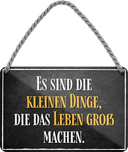 Cartel de chapa con texto en alemán "Es sind die kleine Dinge, die das Leben 18 x 12 cm, HS599