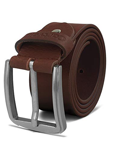 Cartvelli Cinturón de piel vintage para hombre, 40 mm, fabricado en Alemania, con caja de regalo, cierre de piel auténtica, color plateado marrón XXX-Large
