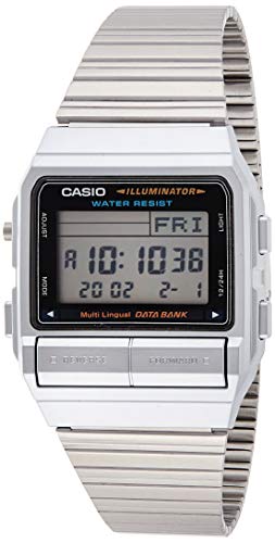 Casio DB380-1 - Reloj para Hombres, Correa de Acero Inoxidable Color Plateado