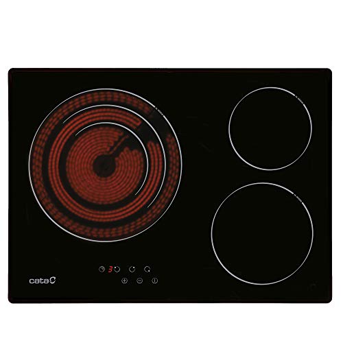 Cata TT 5003 inducción | Modelo IF 6011 BK | 3 Zonas de Cocción | Placa con 9 Niveles de Potencia Regulables + Booster | Ancho de 59cm | Acabado en Color Negro, 2700 W, Vidrio y cerámica