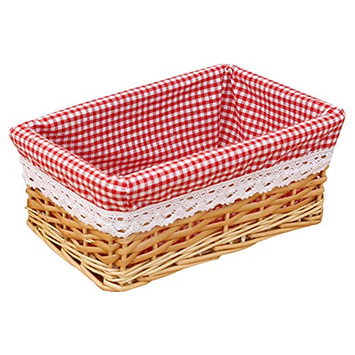 Cesta de Mimbred Almacenamiento de Natural Jacinto de Agua Caja Organizadora Decorativo con Forro Lavable Extraíble Sauce Tejido Ideal para Baño Cocina o Decoración del Hogar Contenedores 22*14*10cm