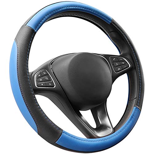 COFIT Cubierta de Volante de Cuero de Microfibra Negro y Azul M 37-38cm COFIT Cubierta de Volante de Cuero de Microfibra Negro y Azul M 37-38cm