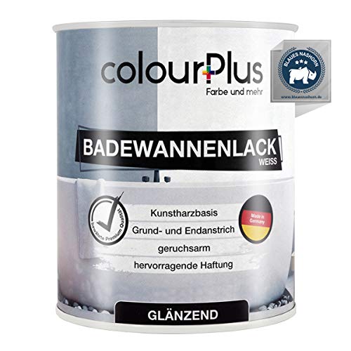 colourPlus® pintura para bañeras (750ml, blanco) 1K - pintura brillante para bañeras - pintura de esmalte - spray de ducha de primera clase