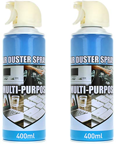 com-four® 2X Spray de Aire a presión con extensión de Spray de 13 cm - Spray de Limpieza para PC, teclados, Consolas de Juegos y más - Limpiador de Aire comprimido con 400 ml Cada uno