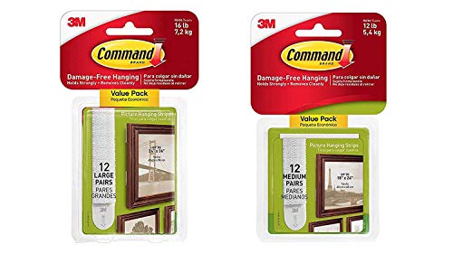 Command Picture MET6 & Frame Hanging Strips Value Pack L2WCD, 4-Small, 8-Medium and 12-Large, White
