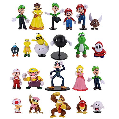 conjunto de 22 muñecas de juguetes de figuras de acción de Super Mario Bros, colecciones de modelos de PVC