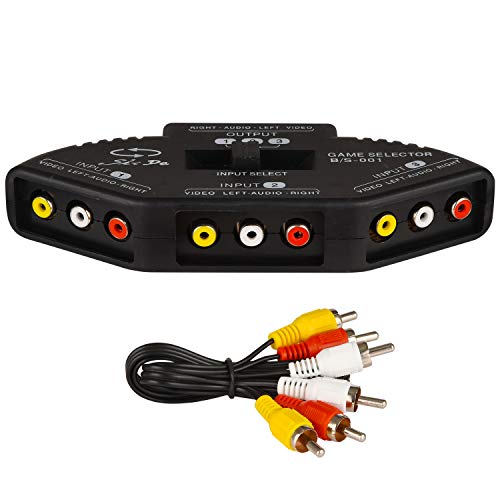 Conmutador Selector de Audio Video RCA, Switch AV Compuesto para conectar 3 Dispositivos de señal RCA a 1 Monitor