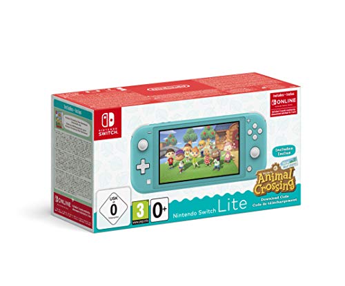 Console Nintendo Switch Lite Turquoise + Animal Crossing : New Horizon + 3 mois d’abonnement Nintendo Switch Online [Importación francesa]