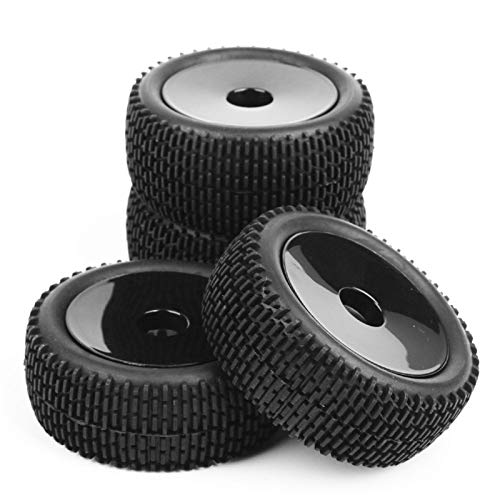 Conveniente neumático de coche Rc, 4 PC / 1:10 Neumáticos y Llantas Escala rueda con 12 mm Hex encajan HSP HPI RC Off-Road Buggy Car Model Accesorios Juguetes para modelo de coche ( Color : Black )
