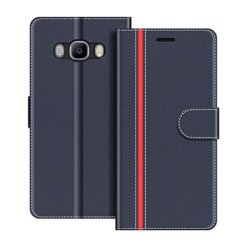 COODIO Funda Samsung Galaxy J7 2016 con Tapa, Funda Movil Samsung J7 2016, Funda Libro Galaxy J7 2016 Carcasa Magnético Funda para Samsung Galaxy J7 2016, Azul Oscuro/Rojo