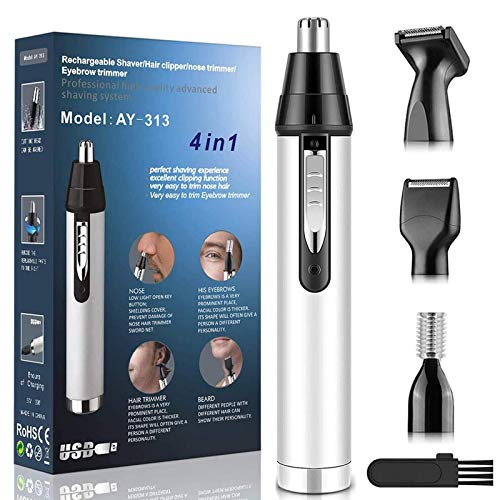 Cortapelos Nariz y Oreja,4 en 1 Profesional Recargable Cortapelos Nariz y Oreja por USB,Ligero Resistente al Agua Cortapelos Nariz y Oreja (blanco) Cortapelos Nariz y Oreja,4 en 1 Profesional Recargable Cortapelos Nariz y Oreja por USB,Ligero Resistente al Agua Cortapelos Nariz y Oreja (blanco)
