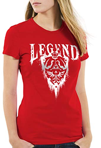 CottonCloud Link Legend Camiseta para Mujer T-Shirt Hyrule Switch NES n64, Color:Rojo, Talla:XS