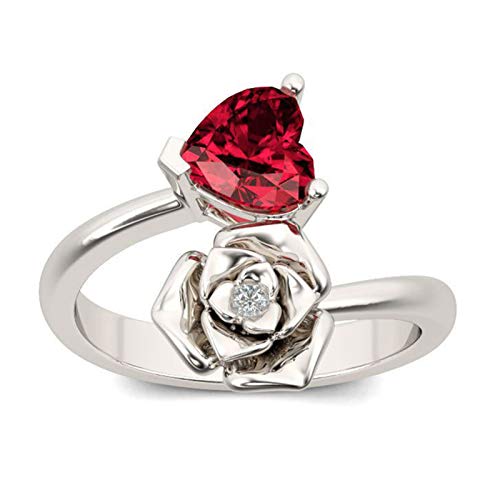 Crazyfly Anillo de amor eterno para mujeres y niñas, bonito corazón rojo y rosa, anillo apilable tamaño 6-10