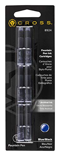 Cross 8924 - Pack de 6 cartuchos de tinta para pluma, color azul/negro Cross 8924 - Pack de 6 cartuchos de tinta para pluma, color azul/negro