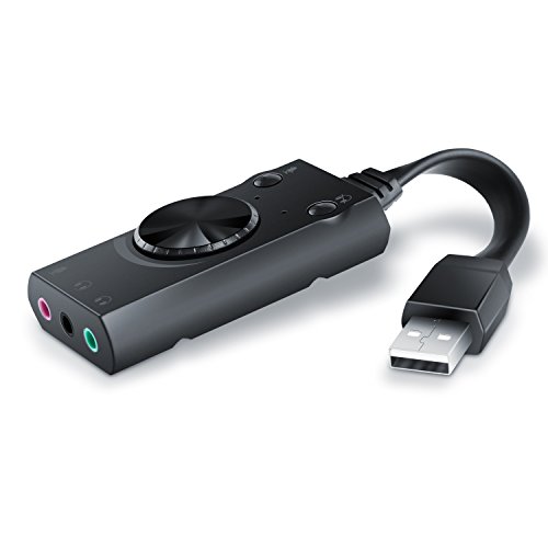 CSL - Minitarjeta de Sonido USB Externa - Sonido Envolvente Virtual - para Ordenadores portátiles tabletas-PC Macbook - Plug y Play - Compatible con Windows 10 - Color Negro