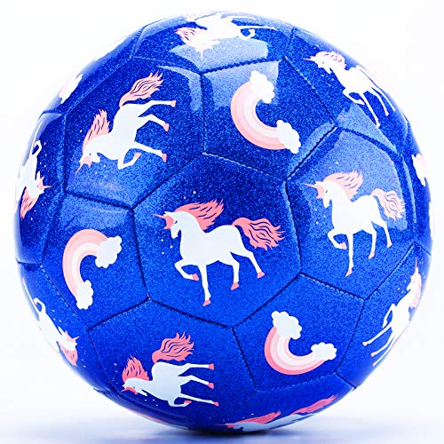 CubicFun Balon Futbol Juguetes para Niños 3 4 5 6 7 8 años, Balones de Fútbol Unicornio Efecto Brillo Pelota Fútbol Talla 3 con Bomba, Bonito Regalo para Niñas Niños