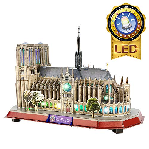 CubicFun Puzzle 3D LED Notre Dame de Paris Rompecabezas 3D Kits de Edificio Modelo Puzzles 3D para Adultos y Adolescentes, 149 Piezas