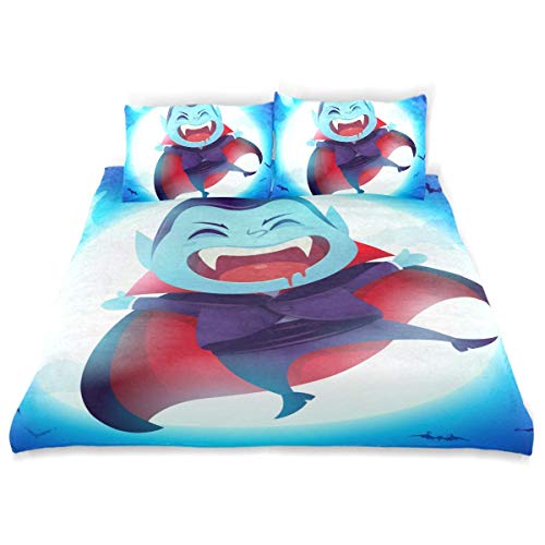 Cute Duvet Cover Set Cute Little Dracula Vampire Kid Diseño de Halloween Ropa de cama Decoración 3 juegos de PC 1 Edredones Fundas con 2 Funda de almohada Juego de ropa de cama de microfibra Decoració