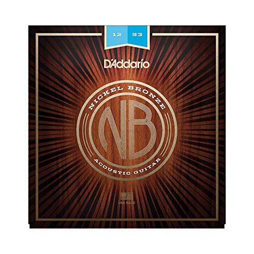 D'Addario NB1253 - Cuerdas para guitarra acústica (6 cuerdas, níquel/bronce, talla 12-53), color