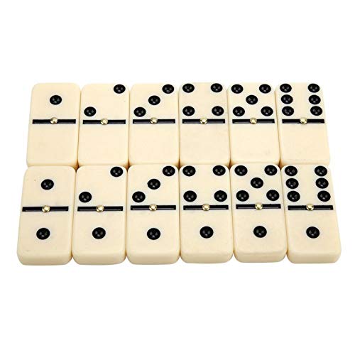 DAUERHAFT Juego de dominó Blanco de tamaño Compacto, Puntos de Colores Brillantes, un Juego clásico, 28 Piezas Juego de dominó Double Six 6