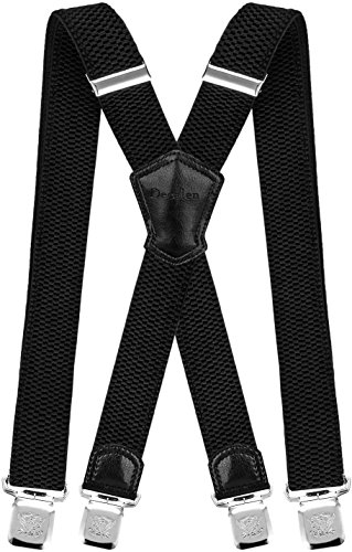 Decalen Tirantes para caballero con clips extra fuerte amplio 40 mm Adjustable Elastics X forma (Negro) Decalen Tirantes para caballero con clips extra fuerte amplio 40 mm Adjustable Elastics X forma (Negro)