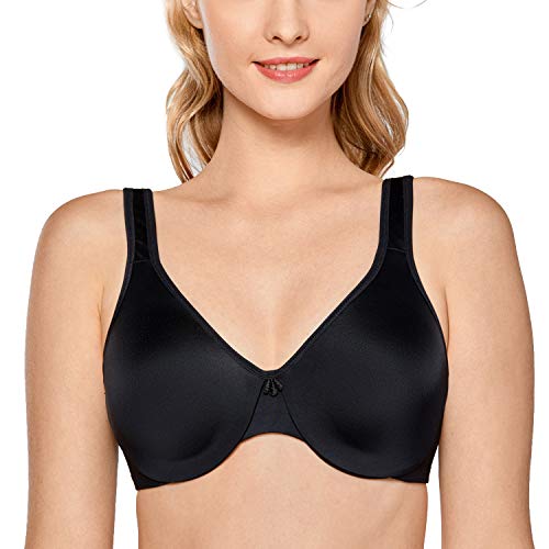 DELIMIRA - Sujetador Reductor Copa Completa con Aros Minimizador para Mujer Negro 100C DELIMIRA - Sujetador Reductor Copa Completa con Aros Minimizador para Mujer Negro 100C