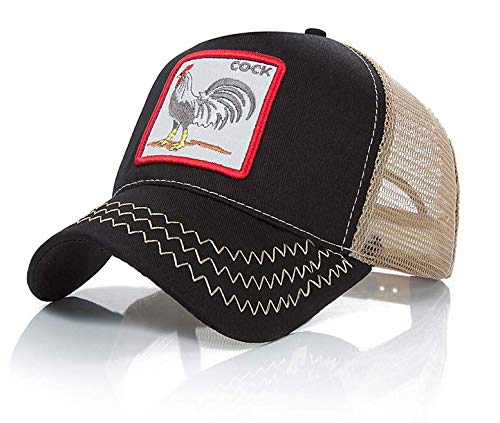 Deportes Ajustables de Verano al Aire Libre Gorra de béisbol clásica para Hombres Transpirable (Black Cock)