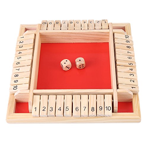 Desconocido Juego de Dados de 4 Jugadores Shut The Box, Tablero de números educativos de Madera Juego Tradicional de la Familia Juego de Dados de Juguete Clásico Juego de Mesa para Aprender números