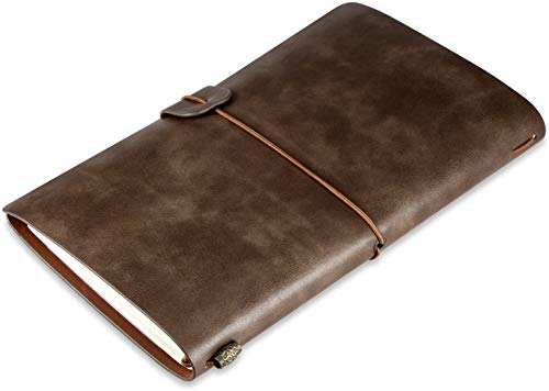 Diario de viaje de piel, diario de viaje, cuaderno de piel, cuaderno de viaje, cuaderno vintage, cuaderno de viaje, cuaderno de viaje, 4,72 x 7,87 cm, color marrón
