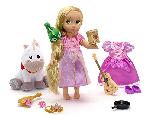 Disney Store Rapunzel - Muñeca de animales de la colección Deluxe de 40 cm, original Pascal Gran Princesa El trenzado de la Torre