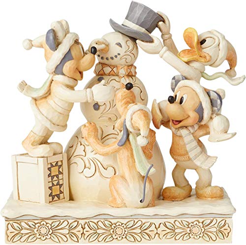 Disney Traditions White Woodland Mickey y Sus Amigos Frosty Friendship Figurine