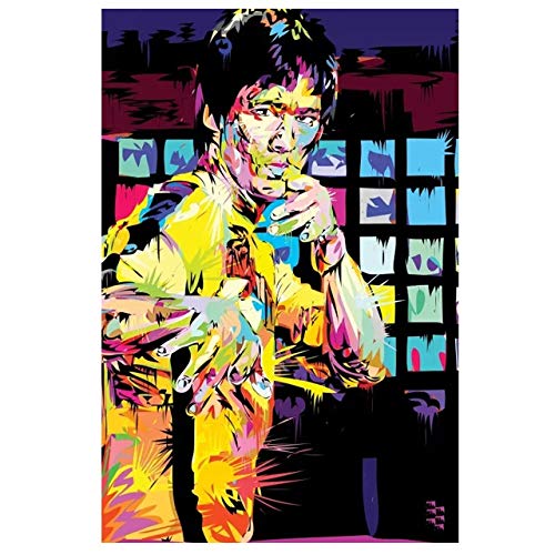 DYCUN Impresión Arte de la Pared de la Lona Resumen Bruce Lee Retrato Arte Lienzo Pintura Posters Y Estampados Chino Kung Fu Master Wall Art Imagen para La Decoración De La Sala De Estar