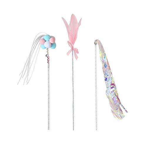 Dzmuero Varita de Gato,3PCS Juguetes para Gatos,juguetes de peluche interactivos con plumas palo con bolas tricolores campanas entrenamiento con borlas varilla de plumas el mejor juguete para gatos Dzmuero Varita de Gato,3PCS Juguetes para Gatos,juguetes de peluche interactivos con plumas palo con bolas tricolores campanas entrenamiento con borlas varilla de plumas el mejor juguete para gatos