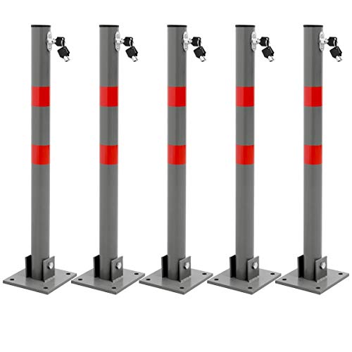 ECD Germany 5x Bolardo de Aparcamiento 68x5cm Barrera Parking Poste Redondo Plegable Bloque Seguridad Abatible Cerradura con 3 Llaves Pilona Protección de Acero Tiras Rojas Incluye Material de Montaje ECD Germany 5x Bolardo de Aparcamiento 68x5cm Barrera Parking Poste Redondo Plegable Bloque Seguridad Abatible Cerradura con 3 Llaves Pilona Protección de Acero Tiras Rojas Incluye Material de Montaje