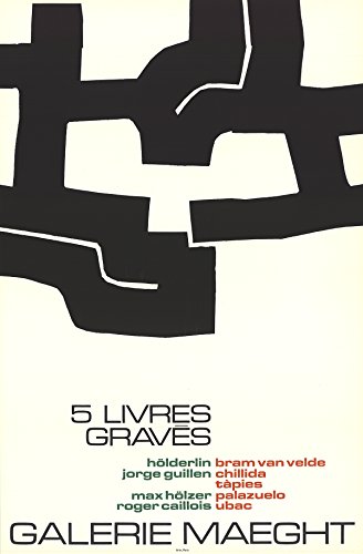 EDUARDO CHILLIDA Cinq Livres Graves 25" x 17" Litografía 1974 Abstracto Blanco y Negro