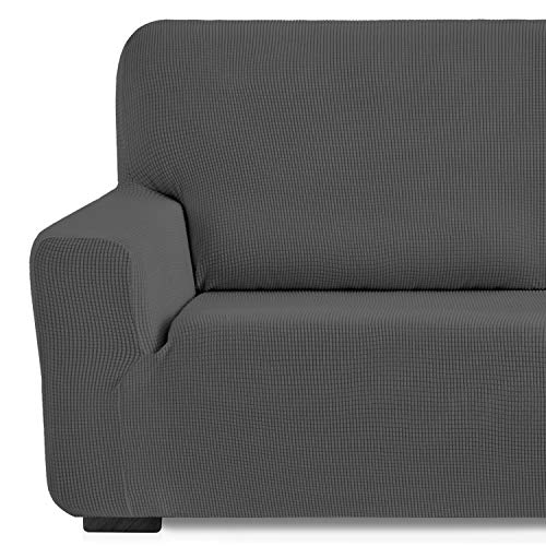 Eiffel Textile Funda de Sofa Monaco Elastica Adaptable Lisa, 94% poliéster 6% Elastano, Gris, 3 Plazas (180-240 cm)