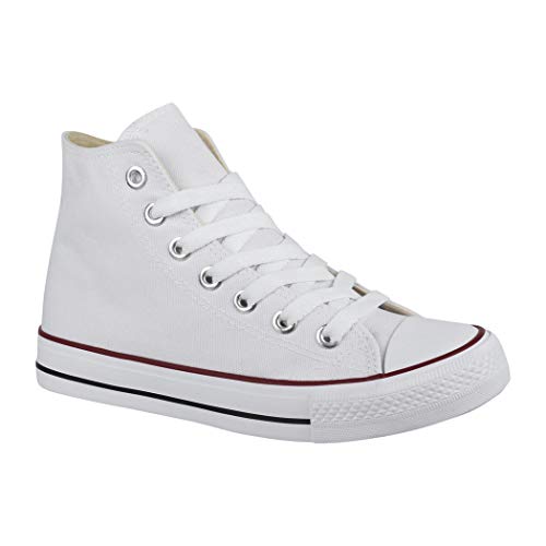 Elara Zapatillas de Deporte Unisex Zapatos Deportivos High Top Chunkyrayan Blanco 85-109-A-Bleach-39