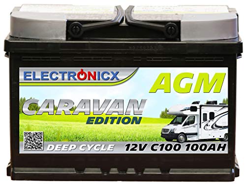 Electronicx Bateria solar AGM 12v 100ah Caravan Edition Caravana Autocaravana Barcos Bateria solar