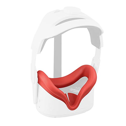 Elygo Cubierta Facial de Silicona VR para Auriculares Oculus Quest 2 VR Reemplazo Impermeable a Prueba de Sudor Almohadillas Faciales Accesorios de Oculus Quest 2 (Rojo)