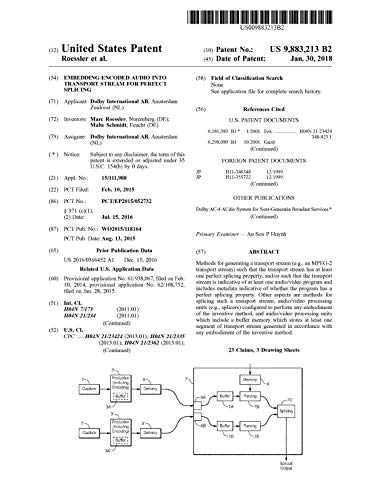 Embedding encoded audio into transport stream for perfect splicing: United States Patent 9883213 (English Edition)