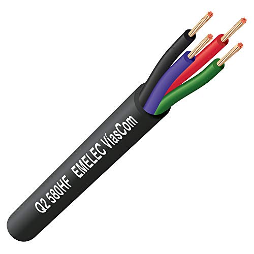 Emelec VíasCom Q2-580NHF – 100m Cable Manguera LED RGB+N (4x0,50mm²) BC – Cubierta FRLSZH – Color Negro