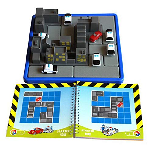 Emocionante juguete de intercepción para niños Rompecabezas Juegos de rompecabezas Rush Hour Police & Thief Car Brain Game, 60 desafíos Smart Games IQ Logic Game para niños y niñas de 1-3