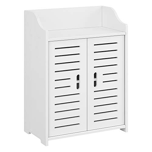 [en.casa] Mueble para Baño 62 x 45 x 25 cm Mueble Auxiliar para Baño con 2 Puertas y con Estante WPC Blanco