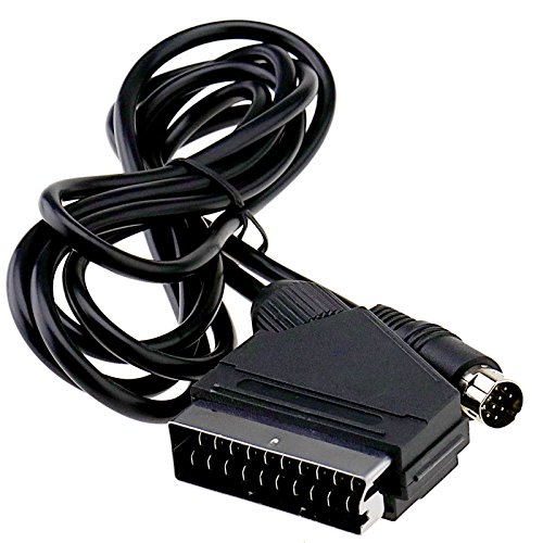 ENET Cable de repuesto de 1,8 m de cable de vídeo real RGB Scart TV para Sega Saturn Negro
