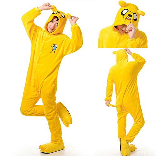Enlace Adulto Finn y Jake Onesies Disfraz de Aventura Pijama de Perro Amarillo Animal Fiesta de Halloween Monos Kigurumi M Jake
