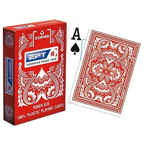 EPT Baraja de Cartas European Poker Tour 100% plastico Color Rojo