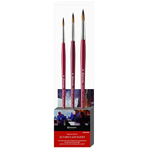ESCODA Set 3 Pinceles Acuarela - N.8,10,12 Redondo Punta Pelo Sintético Set 1 Alvaro Castagnet Serie Prado Profesional Alta Calidad Fabricado a Mano en España. ESCODA Set 3 Pinceles Acuarela - N.8,10,12 Redondo Punta Pelo Sintético Set 1 Alvaro Castagnet Serie Prado Profesional Alta Calidad Fabricado a Mano en España.