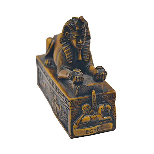 Esfinge Sphinx Figura egipcia de Piedra Natural y Artificial Hecha a Mano en Egipto 16 cm Largo *14 Alto* Ancho 6 cm (Marrón)